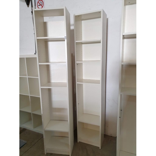 453 - Pair of White Bookcase with Adjustable Shelves (40cm x 28cm x 203cm) (2)