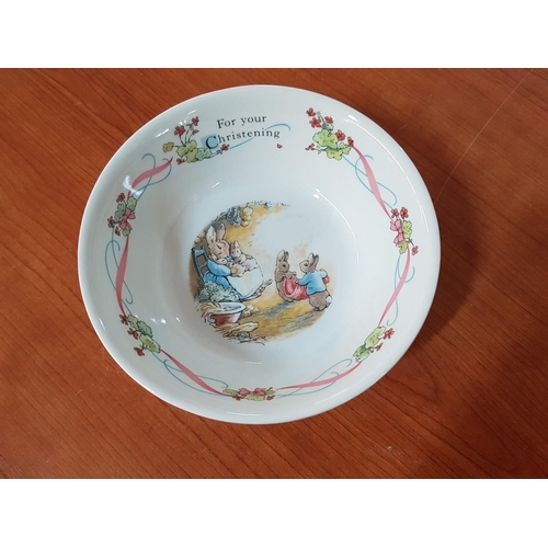 85 - Peter Rabbit (Wedgwood) Bowl and Baby's Mug (2 - Handles) Queen's Porcelain