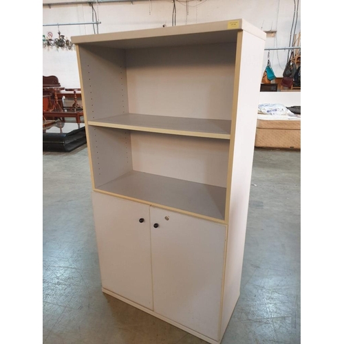 358 - Light Grey Colour Bookcase Over Cupboards (80cm x 40cm x 151cm)