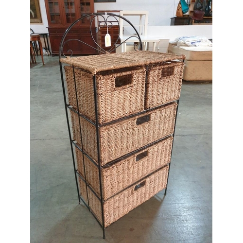 359 - Black Metal Stand / Unit with 5 x Rope Drawers (47cm x 28cm x 99cm)