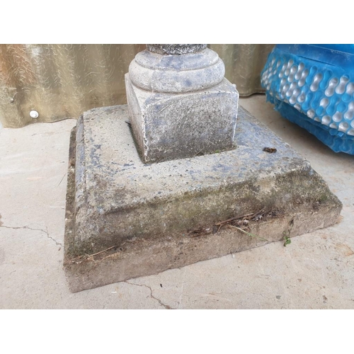 456 - Concrete Garden Ornament / Pillar with Sundial Top (H:71cm)