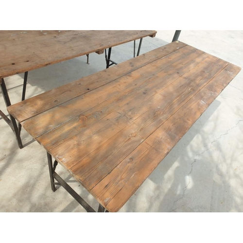 459 - Vintage Trestle Table with Solid Wood Top and Folding Metal Legs (Apporx 180cm x 70cm)