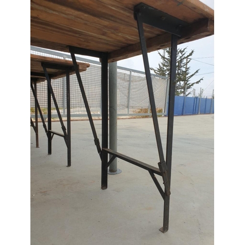 459 - Vintage Trestle Table with Solid Wood Top and Folding Metal Legs (Apporx 180cm x 70cm)