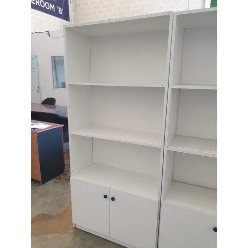 468 - 3 x White Colour 3- Tier Shelf Units Over Double Cupboard (each 83cm x 34cm x 181cm) (3)