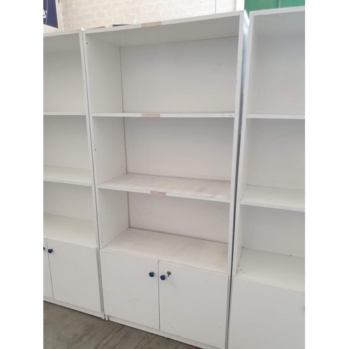 468 - 3 x White Colour 3- Tier Shelf Units Over Double Cupboard (each 83cm x 34cm x 181cm) (3)