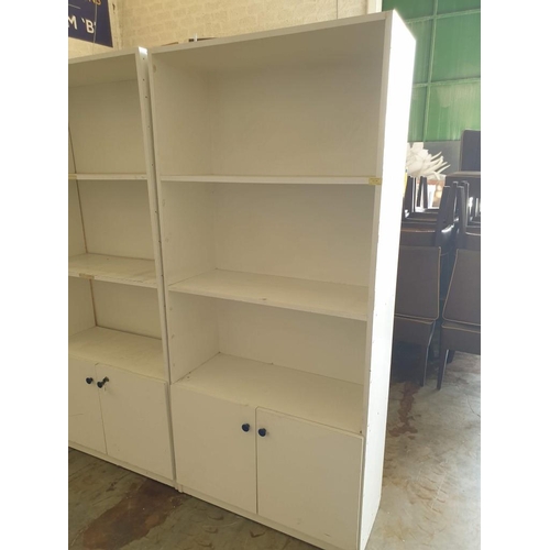 468 - 3 x White Colour 3- Tier Shelf Units Over Double Cupboard (each 83cm x 34cm x 181cm) (3)