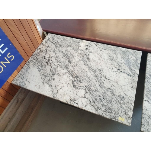 469 - Rectangular Marble Top Table with Weighted Metal Pedestal Leg (110cm x 75cm x 75cm)