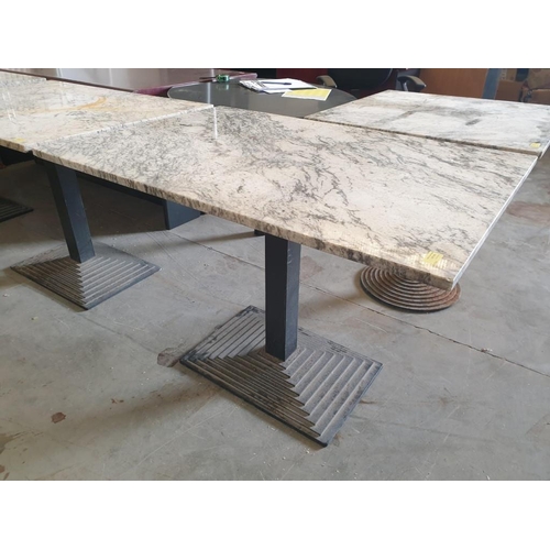 470 - Rectangular Marble Top Table with Weighted Metal Pedestal Leg (110cm x 75cm x 75cm)