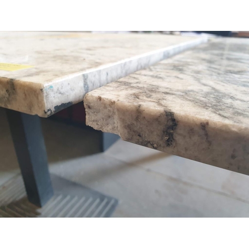 470 - Rectangular Marble Top Table with Weighted Metal Pedestal Leg (110cm x 75cm x 75cm)