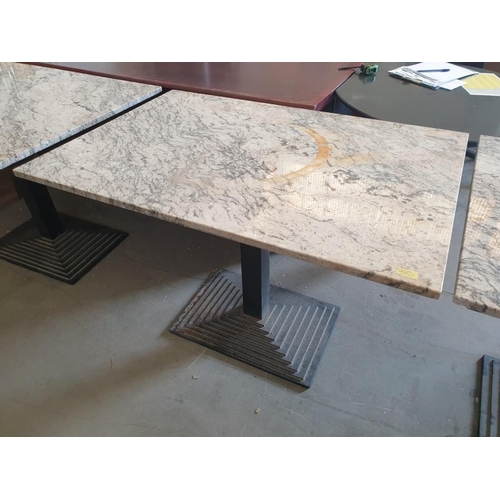 471 - Rectangular Marble Top Table with Weighted Metal Pedestal Leg (110cm x 75cm x 75cm)