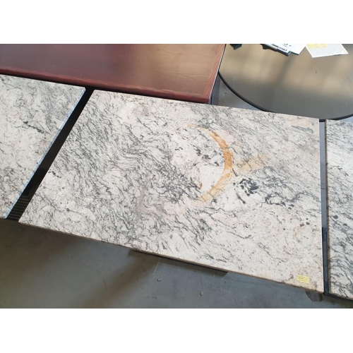 471 - Rectangular Marble Top Table with Weighted Metal Pedestal Leg (110cm x 75cm x 75cm)