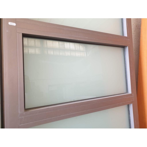 476 - 2 x Brown Colour Aluminium Doors with 5 - Part Glass and Push Bar Handles (Approx 79cm x 209cm & 82c... 