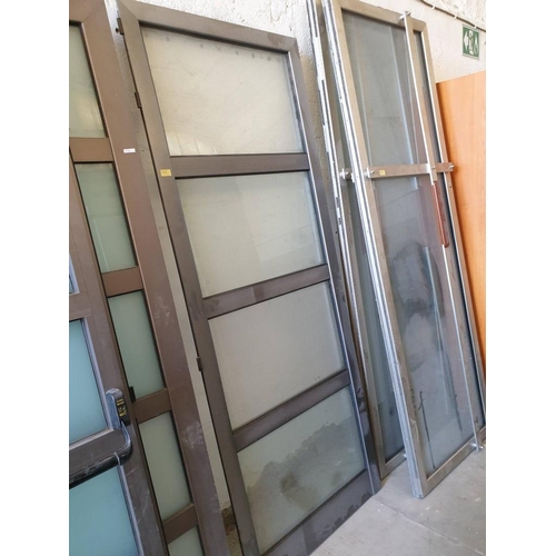 586 - Grey Colour Aluminium Door with 5 - Part Glass (84cm x 220cm)