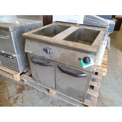 589 - Mareno Stainless Steel Double Deep Fat Fryer (80cm x 74cm x 87cm) (A/F Back Legs Cut)