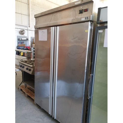 594 - Stainless Steel Double Door Commercial Fridge (137cm x 83cm x 220cm) *Working when Lotted but not LC... 