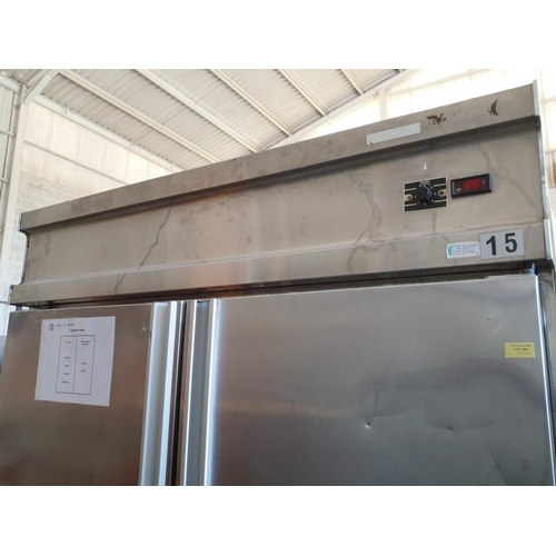 594 - Stainless Steel Double Door Commercial Fridge (137cm x 83cm x 220cm) *Working when Lotted but not LC... 