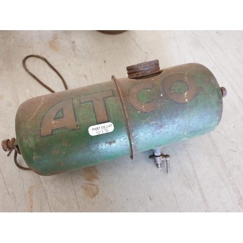 618 - Vintage Copper Burner, Lawn Mower Petrol Tank and Bottle Jack (3)