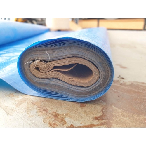 623 - Roll of Blue Plastic Sheeting and Roll of Paper (2)