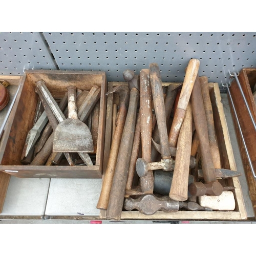 626 - Box of Hammers Assorted and Chisels (2)