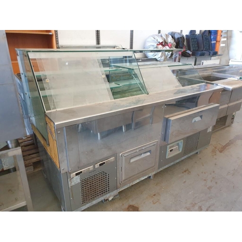 640 - 2 x Adjoining Clam Stainless Steel and Glass Display Fridges with Fridge Cupboard or Drawer, Model; ... 