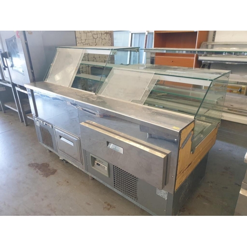 640 - 2 x Adjoining Clam Stainless Steel and Glass Display Fridges with Fridge Cupboard or Drawer, Model; ... 