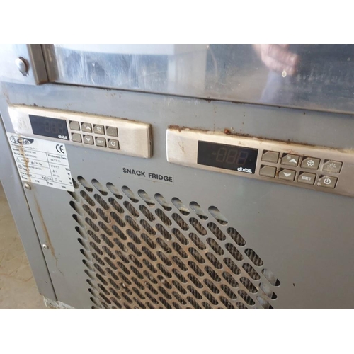 640 - 2 x Adjoining Clam Stainless Steel and Glass Display Fridges with Fridge Cupboard or Drawer, Model; ... 