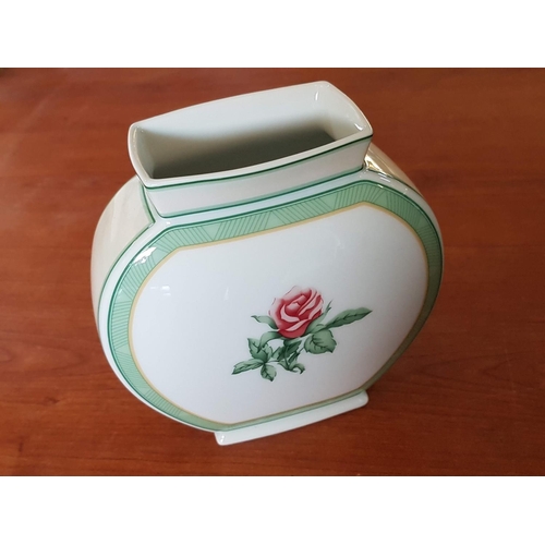 800 - Hutschenreuther (Germany) Porcelain Vase with Rose Patter (15cm x 13.5cm) in Box