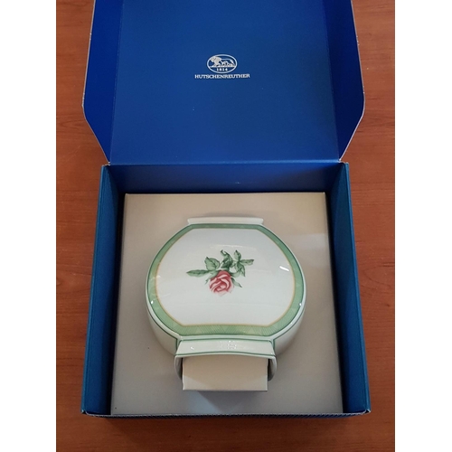 800 - Hutschenreuther (Germany) Porcelain Vase with Rose Patter (15cm x 13.5cm) in Box