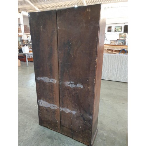 326 - Antique Solid Wood Cupboard with 2 - Doors and Internal Shelves (87cm x 32cm x 165cm)