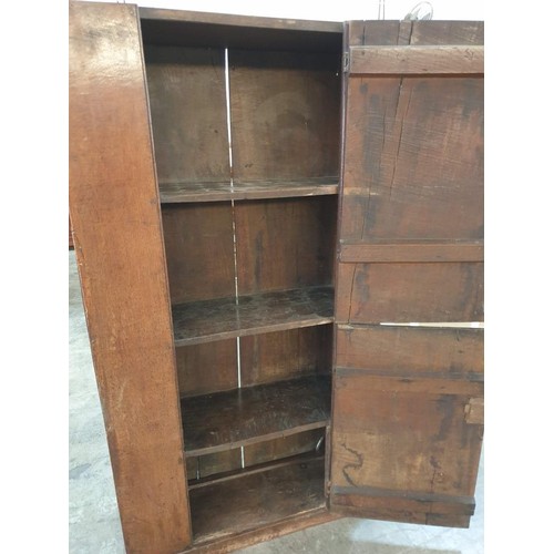 326 - Antique Solid Wood Cupboard with 2 - Doors and Internal Shelves (87cm x 32cm x 165cm)