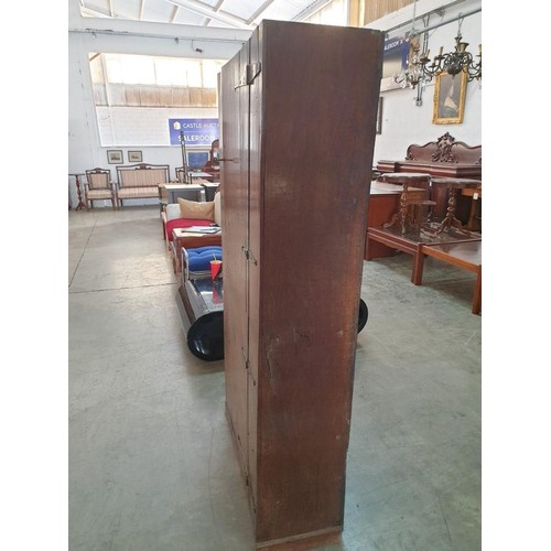 326 - Antique Solid Wood Cupboard with 2 - Doors and Internal Shelves (87cm x 32cm x 165cm)