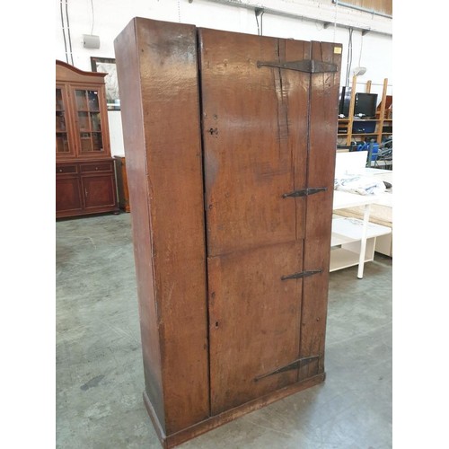 326 - Antique Solid Wood Cupboard with 2 - Doors and Internal Shelves (87cm x 32cm x 165cm)