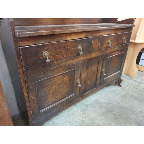 327 - Vintage Solid Wood Sideboard Dresser with Plate Racks, 2 - Drawers and 2 x Cupboard (132cm x 37cm x ... 