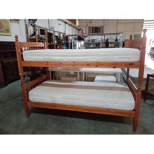 328 - Pine Bunk Beds / 2 - Single Beds with Aphrostorm Mattresses (90cm x 190cm) (NO Step Ladder)