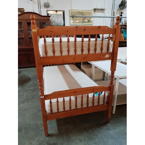 328 - Pine Bunk Beds / 2 - Single Beds with Aphrostorm Mattresses (90cm x 190cm) (NO Step Ladder)