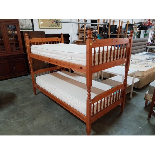 328 - Pine Bunk Beds / 2 - Single Beds with Aphrostorm Mattresses (90cm x 190cm) (NO Step Ladder)