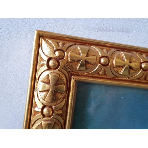 805 - Large Gold Finished Decorative Carved Wood Pictures Frame with Poster of Jesus (Glass A/F) (114cm x ... 