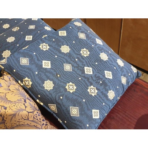 814 - 14 x Scatter Cushions (7 x Blue with Crosses and 7 x Blue & Gold Patterned)