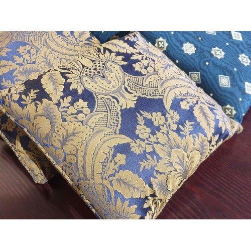 814 - 14 x Scatter Cushions (7 x Blue with Crosses and 7 x Blue & Gold Patterned)