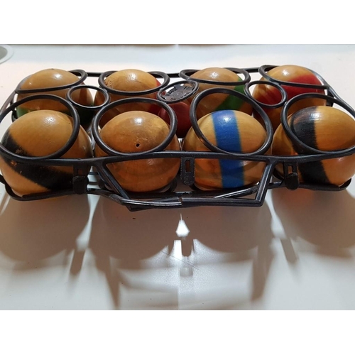 833 - Set of 8 x Wooden French Boules Balls in Plastic Case