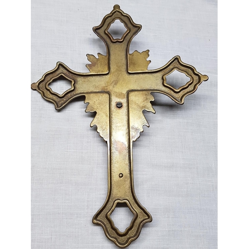 844 - Pair of Brass Decorative Cross with Jesus (28cm x 20cm and 30cm x 21.5cm)