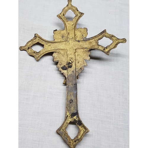 844 - Pair of Brass Decorative Cross with Jesus (28cm x 20cm and 30cm x 21.5cm)