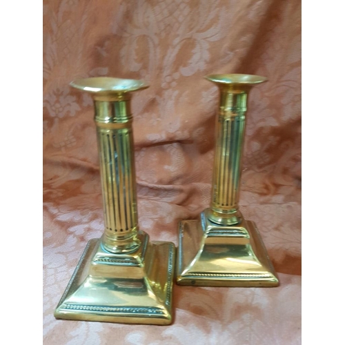 331 - Pair of Brass Candle Sticks (H:16.5cm each)