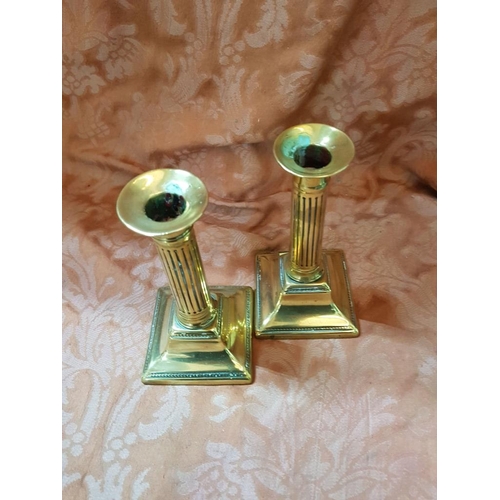 331 - Pair of Brass Candle Sticks (H:16.5cm each)