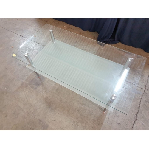 347 - 2 - Tier Glass Coffee Table with Chrome Legs (120cm x 60cm x 45cm)