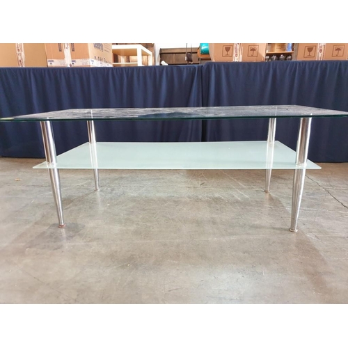 347 - 2 - Tier Glass Coffee Table with Chrome Legs (120cm x 60cm x 45cm)