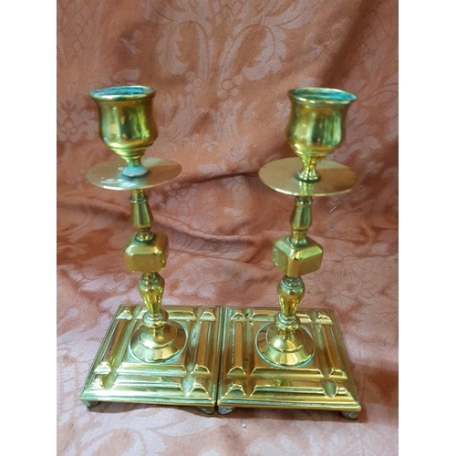 349 - Pair of Brass Candle Sticks (H:16.5 each)