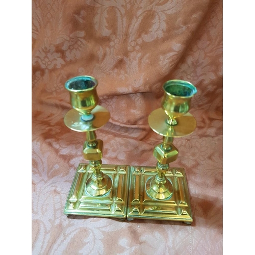 349 - Pair of Brass Candle Sticks (H:16.5 each)