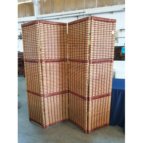 364 - 4 - Part Wicker Folding Screen / Room Divider (Each Section 45cm x 183cm)