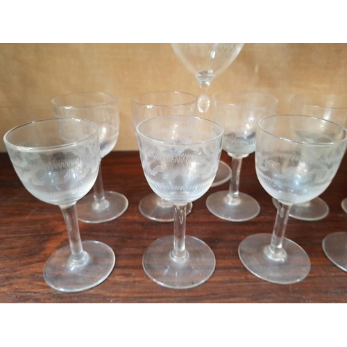 439 - Vintage Engraved Various of Glasses (x10)